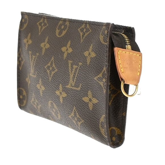 LOUIS VUITTON Logo BUCKET PM Pouch Bag Monogram Leather Brown France - Picture 2 of 13